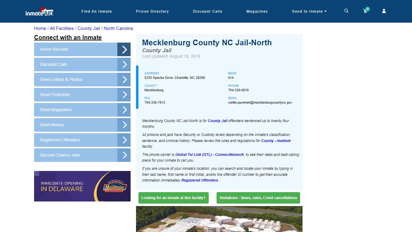 Mecklenburg County NC Jail-North - Inmate Locator - Charlotte, NC